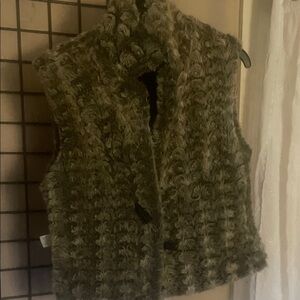 Fjallraven Faux Fur Vest in Olive and Charcoal